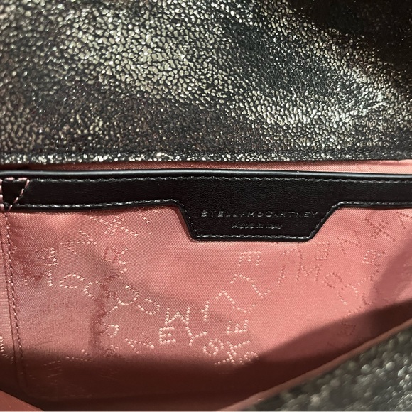 Stella McCartney mini Falabella crossbody or clutch shiny black and silver bag - Picture 6 of 7